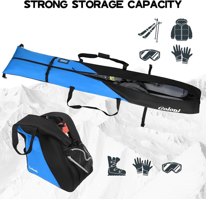 Goloni Ski Bag and Boot Bag Combo,Ski Bags for Air Travel,Snowboard Bag Fits for Skis Up to 180 CM and Boots Up To Size US13 - Image 2